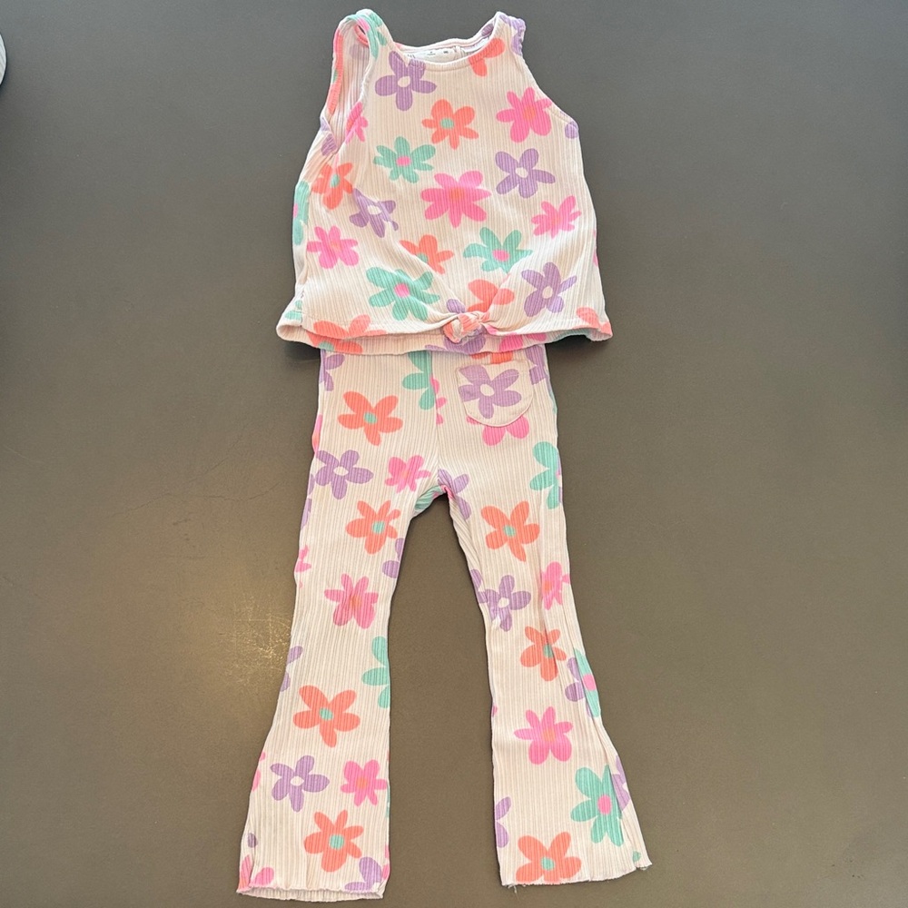 Zara Floral Sleeveless Top and Pants Set